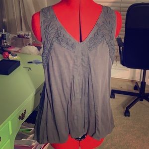 Anthropologie grey XS embroidered tank
